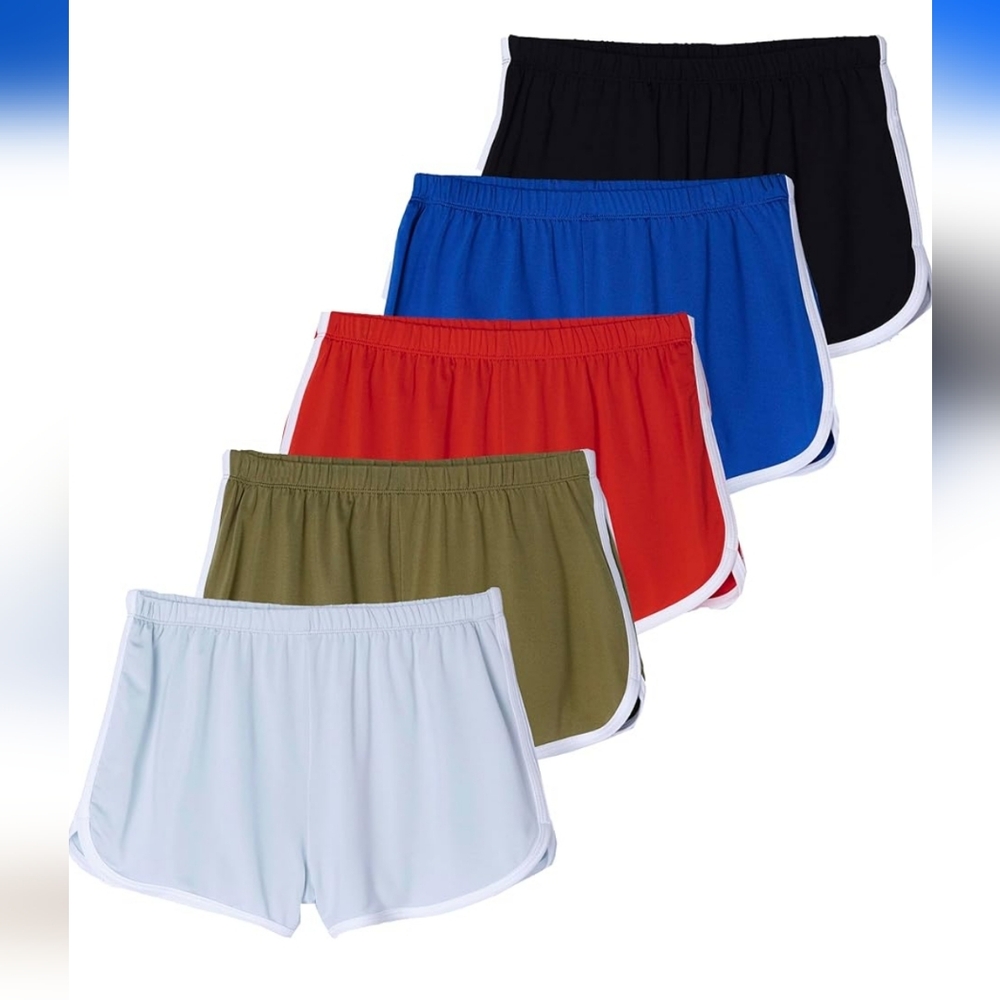 Real Essentials Girl's Athletic Shorts Set - 5 Pack - SMALL